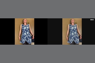 a thumdnail for published video. You can clearly see the patterns on the dress move with every breath.
