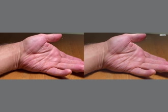 a thumdnail for published video. My hand laying on the table