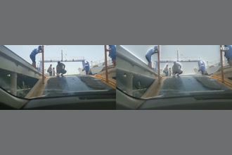 a thumdnail for published video. opening the bay door of the ferry boat