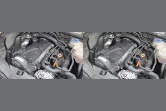 a thumdnail for published video. Versuch, störende Vibrationen im Motorraum zu entdecken