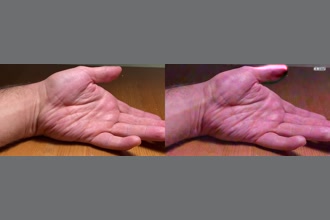 a thumdnail for published video. My hand laying on the table