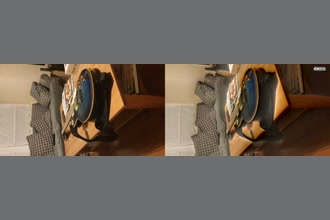 a thumdnail for published video. By Luca Kulacz, 01771268.
The 0.1-3Hz frequency band is amplified by 50 times.
All the guitar strings resonate at far too high a frequency to be amplified within this range (the low E resonates at 82.41Hz). The guitar's body doesn't appear to significantly oscillate within this frequency range but the table does see some significant oscillations.